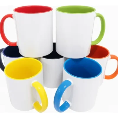 Taza Cerámica Interior y Manija Color Personalizada Foto Frase Logo 325ml