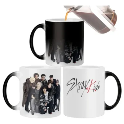 Taza Mágica Stray Kids K-pop Stay Felix Hyunjin Cerámica Negro Stray Kids K-pop