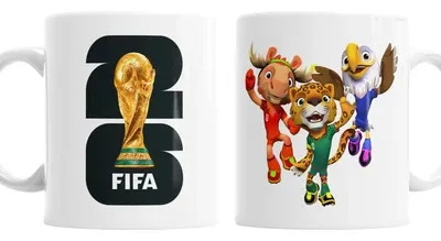 Taza Cerámica Mundial Logo Mascota Copa Campeón Fútbol 325ml Blanco Copa Mundial De Fútbol México Ee.uu. Canadá 2026