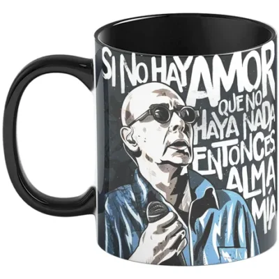 Taza Del Indio Solari Fotos Canciones Frases Rock 350 Ml Negro Indio Solari