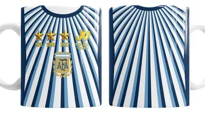 Taza Las Malvinas Son Argentinas Messi Camiseta Argentina Blanco Messi Argentina Aura